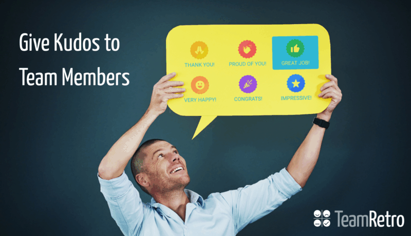 TeamRetro illustration showing kudos for teams in retrospectives