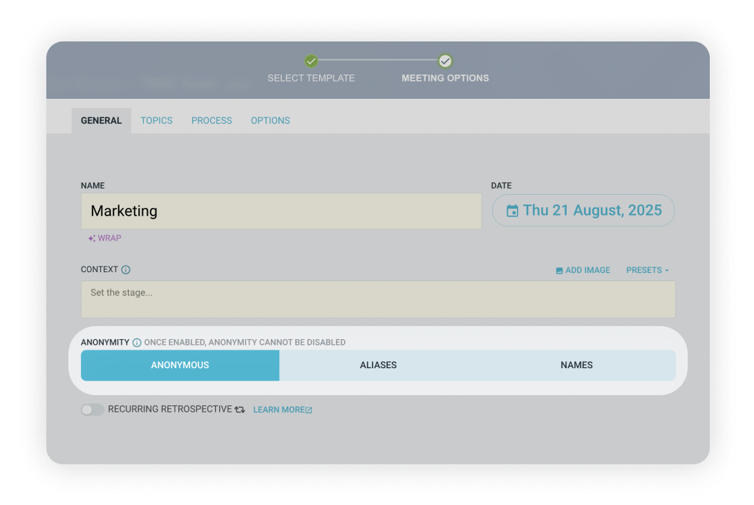 Brainstorm styles feature for agile retrospectives supporting idea sharing