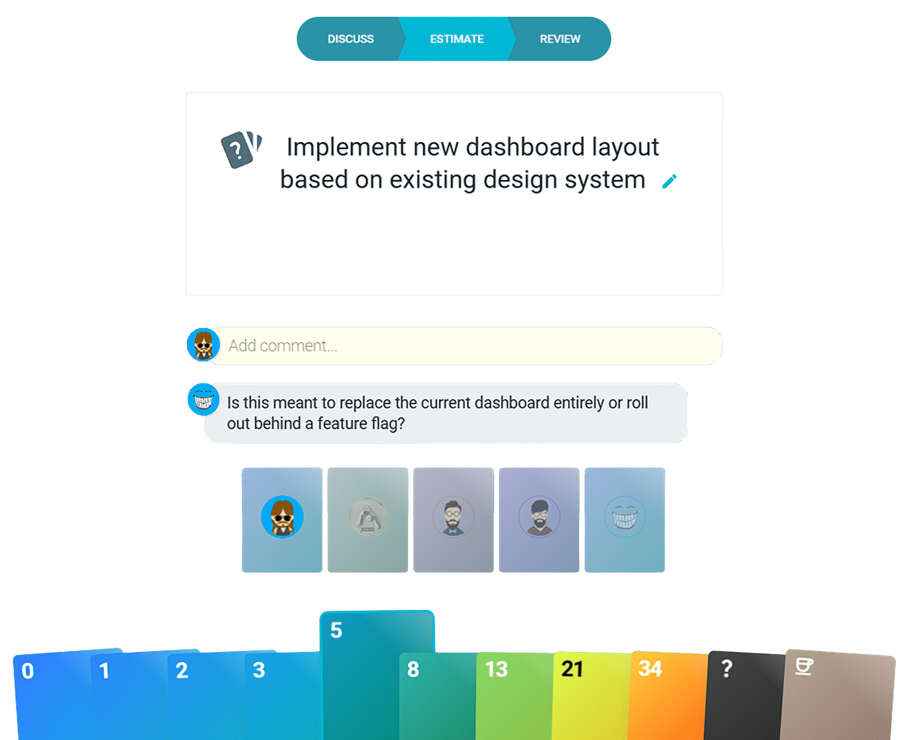 Agile estimation feature in TeamRetro for planning sprints