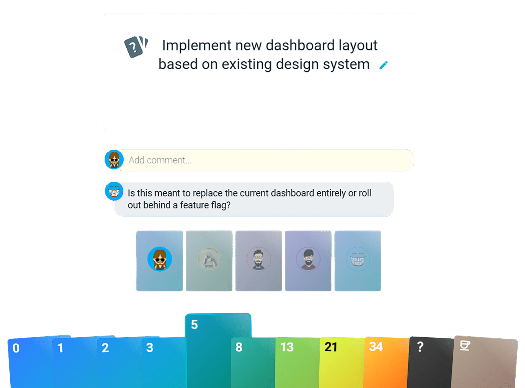 Agile estimation board in TeamRetro to estimate work with confidence