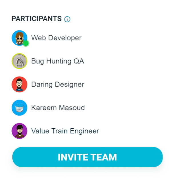 Screen to invite participants to agile estimation session in TeamRetro